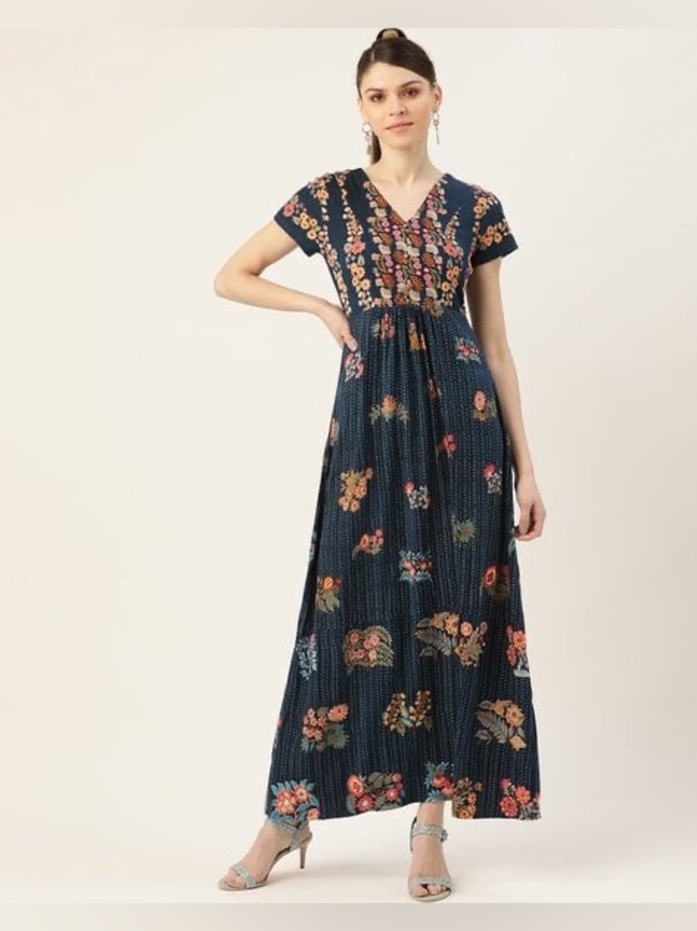 Label Ritu Kumar Maxi Dress Floral Cottagecore Boho Chic Bohemian Artisan Luxe